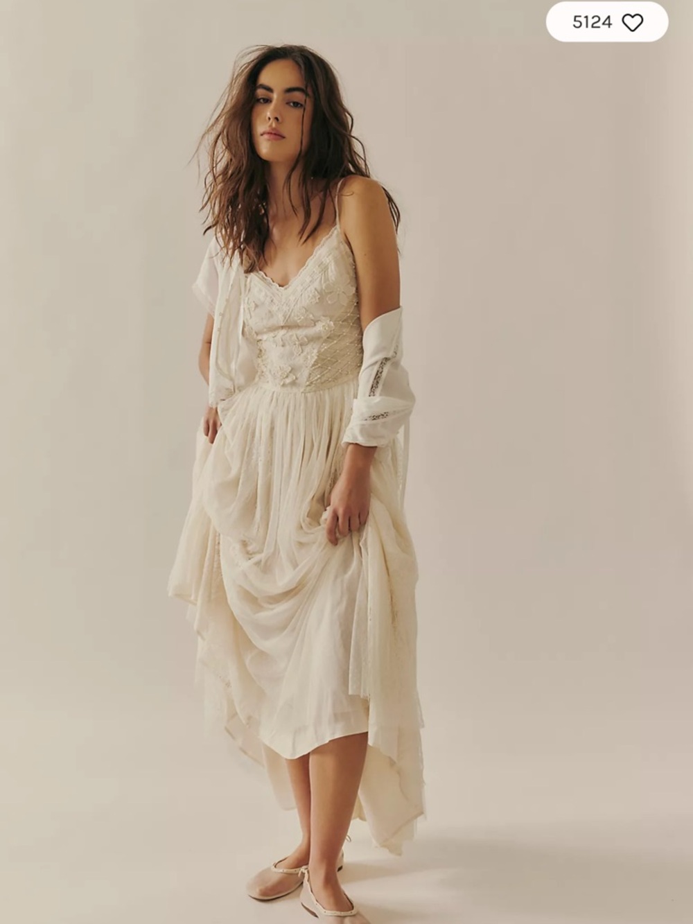 Free People Cream Layered Lace Maxi Dress